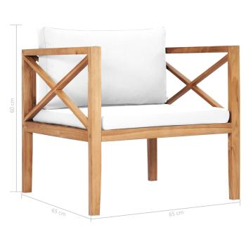 12-tlg. Garten-Lounge-Set mit Creme Kissen Massivholz Teak