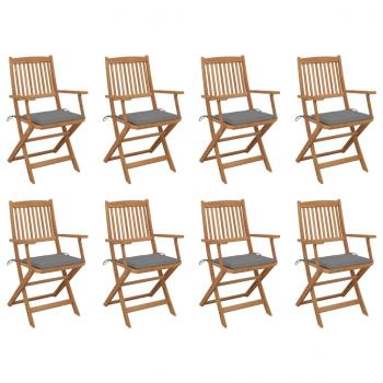 ARDEBO.de - Klappbare Gartenstühle mit Kissen 8 Stk. Massivholz Akazie