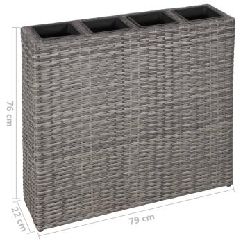 Garten-Hochbeet mit 4 Töpfen 2 Stk. Poly Rattan Grau