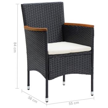 7-tlg. Garten-Essgruppe Poly Rattan Schwarz