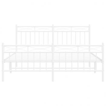 Bettgestell mit Kopf- und Fußteil Metall Weiß 160x200 cm