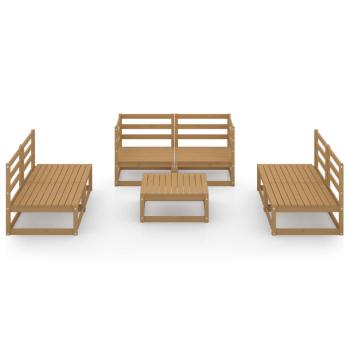 7-tlg. Garten-Lounge-Set Honigbraun Massivholz Kiefer