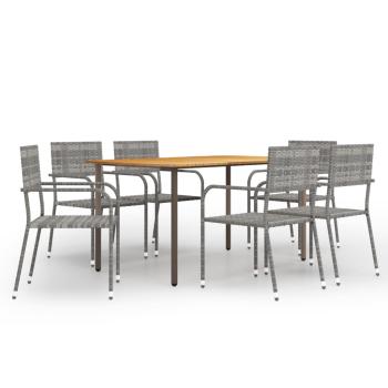 ARDEBO.de - 7-tlg. Garten-Essgruppe Poly Rattan Anthrazit