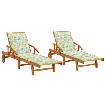 ARDEBO.de - Sonnenliegen 2 Stk. mit Auflagen Massivholz Akazie