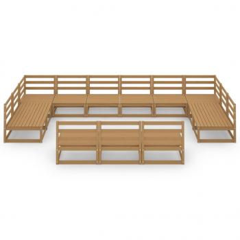 13-tlg. Garten-Lounge-Set Massivholz Kiefer