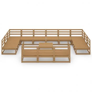 14-tlg. Garten-Lounge-Set Massivholz Kiefer
