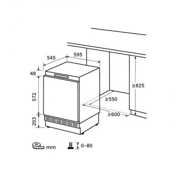 Exquisit UKS130-4-FE-010E Unterbau-Kühlschrank, Nischenhöhe: 82,5 cm, 121L, Festtürtechnik, Schnellgefrieren, weiß