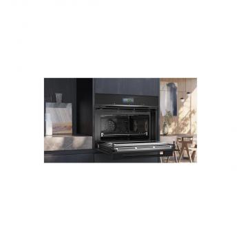Siemens CM776GKB1 iQ700 Einbaukompaktbackofen mit Mikrowellenfunktion, 900 W, 59,4 cm breit, 45 L, 4D Heißluft, Grill, Kindersicherung, Home Connect, coolStart, schwarz