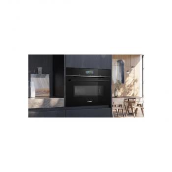 Siemens CM776GKB1 iQ700 Einbaukompaktbackofen mit Mikrowellenfunktion, 900 W, 59,4 cm breit, 45 L, 4D Heißluft, Grill, Kindersicherung, Home Connect, coolStart, schwarz
