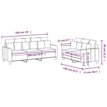 2-tlg. Sofagarnitur mit Kissen Dunkelgrau Stoff