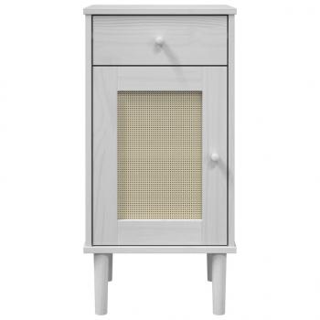 Nachttisch SENJA Rattan-Look Weiß 40x35x80 cm Massivholz Kiefer