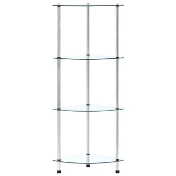Regal mit 4 Ablagen Transparent 30x30x100 cm Hartglas