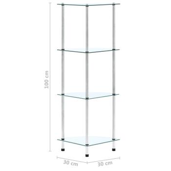 Regal mit 4 Ablagen Transparent 30x30x100 cm Hartglas
