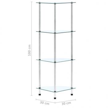 Regal mit 4 Ablagen Transparent 30x30x100 cm Hartglas