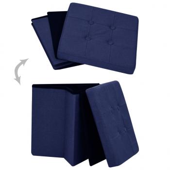 Hocker mit Stauraum Blau Leinenoptik
