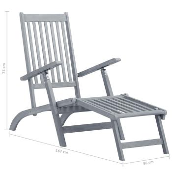 Liegestuhl mit Fußstütze und Auflage Massivholz Akazie