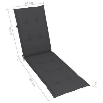 Liegestuhl mit Fußstütze und Auflage Massivholz Akazie