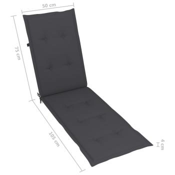 Liegestuhl mit Fußstütze und Auflage Massivholz Akazie