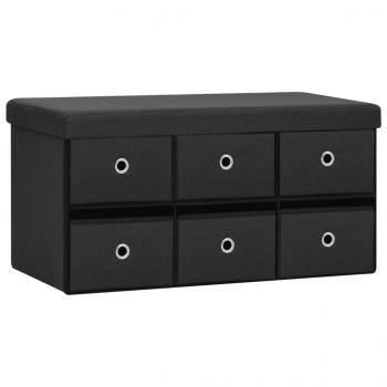 Faltbare Sitzbank mit Stauraum Schwarz 76x38x38 cm Leinenoptik