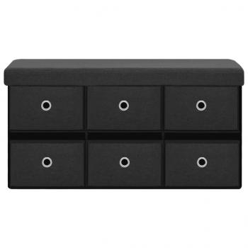 Faltbare Sitzbank mit Stauraum Schwarz 76x38x38 cm Leinenoptik