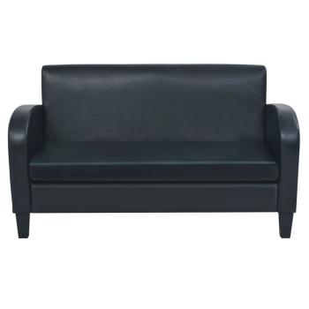2-tlg. Sofa-Set Kunstleder Schwarz