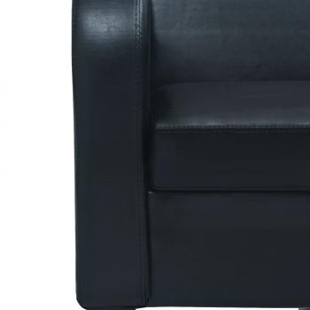 Sofa 2-Sitzer Kunstleder Schwarz