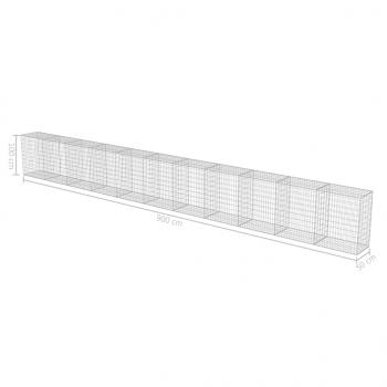 Gabionenwand mit Abdeckung Verzinkter Stahl 900×50×100 cm