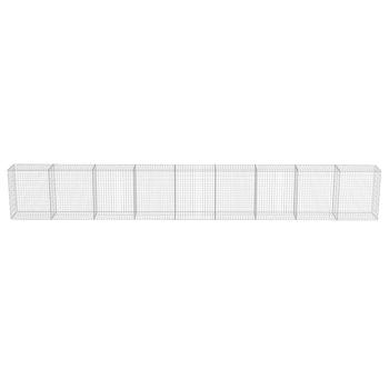 Gabionenwand mit Abdeckung Verzinkter Stahl 900×50×100 cm