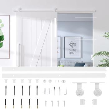 Schiebetürbeschlag 200 cm Stahl Weiß