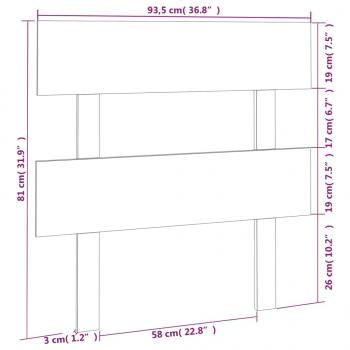 Kopfteil Schwarz 93,5x3x81 cm Massivholz Kiefer