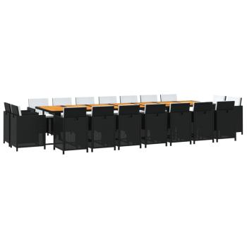 19-tlg. Garten-Essgruppe mit Kissen Schwarz Poly Rattan