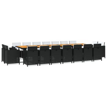 19-tlg. Garten-Essgruppe mit Kissen Schwarz Poly Rattan