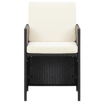 19-tlg. Garten-Essgruppe mit Kissen Schwarz Poly Rattan