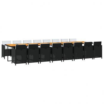 17-tlg. Garten-Essgruppe mit Kissen Schwarz Poly Rattan