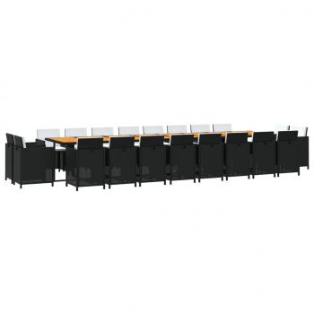 21-tlg. Garten-Essgruppe mit Kissen Schwarz Poly Rattan