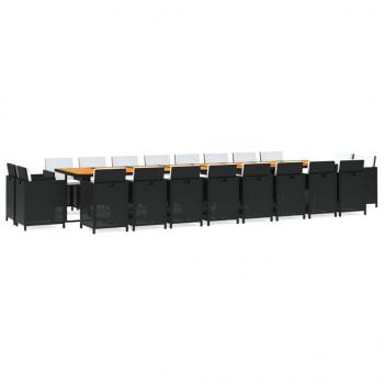 21-tlg. Garten-Essgruppe mit Kissen Schwarz Poly Rattan