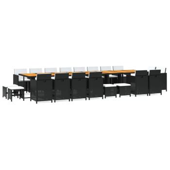 21-tlg. Garten-Essgruppe mit Kissen Schwarz Poly Rattan