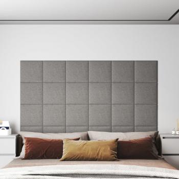 ARDEBO.de - Wandpaneele 12 Stk. Hellgrau 30x30 cm Stoff 1,08 m²