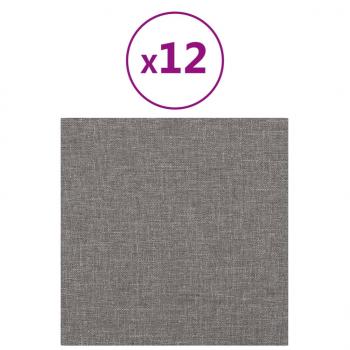 Wandpaneele 12 Stk. Hellgrau 30x30 cm Stoff 1,08 m²