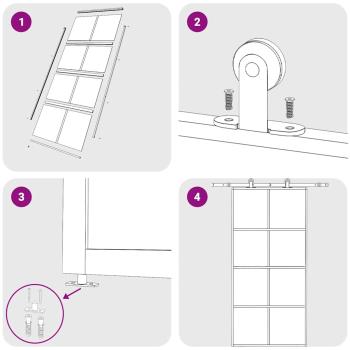 Schiebetür ESG Glas und Aluminium mattiert 102,5x205 cm Weiß