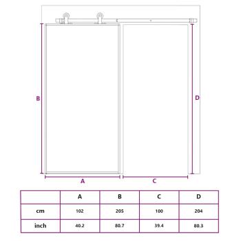 Schiebetür ESG Glas und Aluminium mattiert 102,5x205 cm Weiß