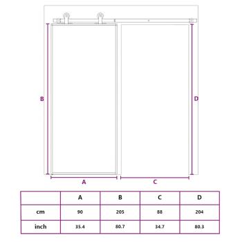 Schiebetür ESG-Mattglas und Aluminium 90x205 cm Weiß