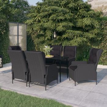 ARDEBO.de - 7-tlg. Garten-Essgruppe Dunkelgrau