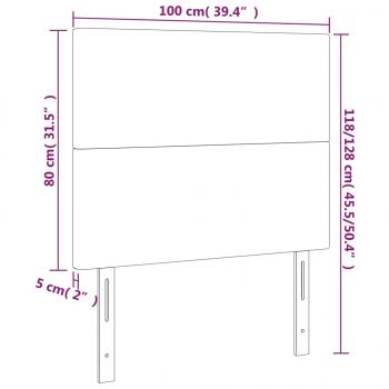 LED Kopfteil Schwarz 100x5x118/128 cm Kunstleder