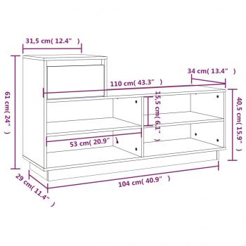 Schuhregal 110x34x61 cm Massivholz Kiefer