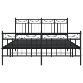 Bettgestell mit Kopf- und Fußteil Metall Schwarz 135x190 cm