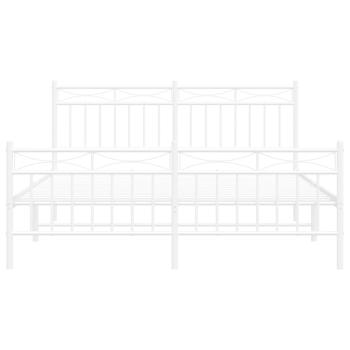 Bettgestell mit Kopf- und Fußteil Metall Weiß 150x200 cm