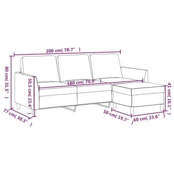 3-Sitzer-Sofa mit Hocker Weinrot 180 cm Kunstleder