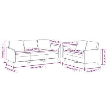 2-tlg. Sofagarnitur mit Kissen Cappuccino-Braun Kunstleder