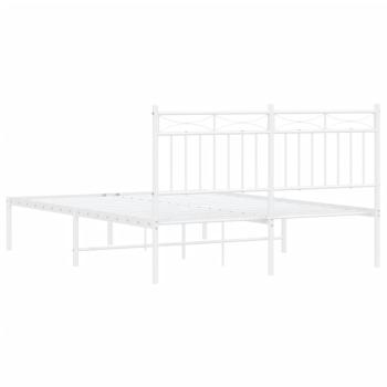 Bettgestell mit Kopfteil Metall Weiß 135x190 cm